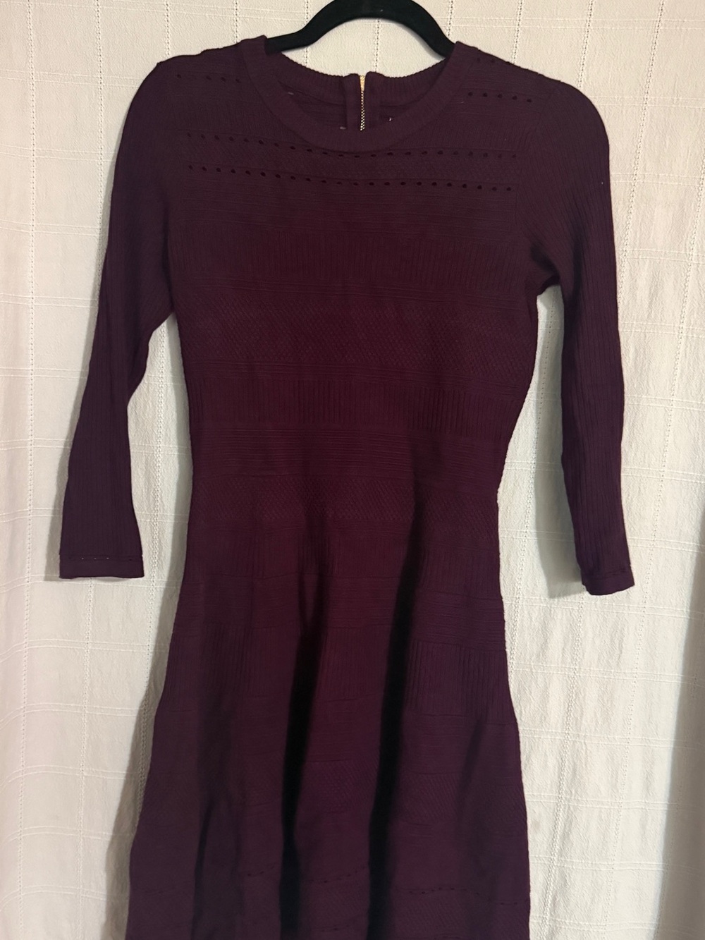 Eliza J Burgundy Long-Sleeve Knit Fit & Flare Dress